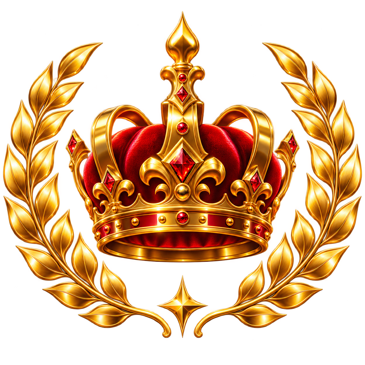 Golden royal crown framed by championship laurels